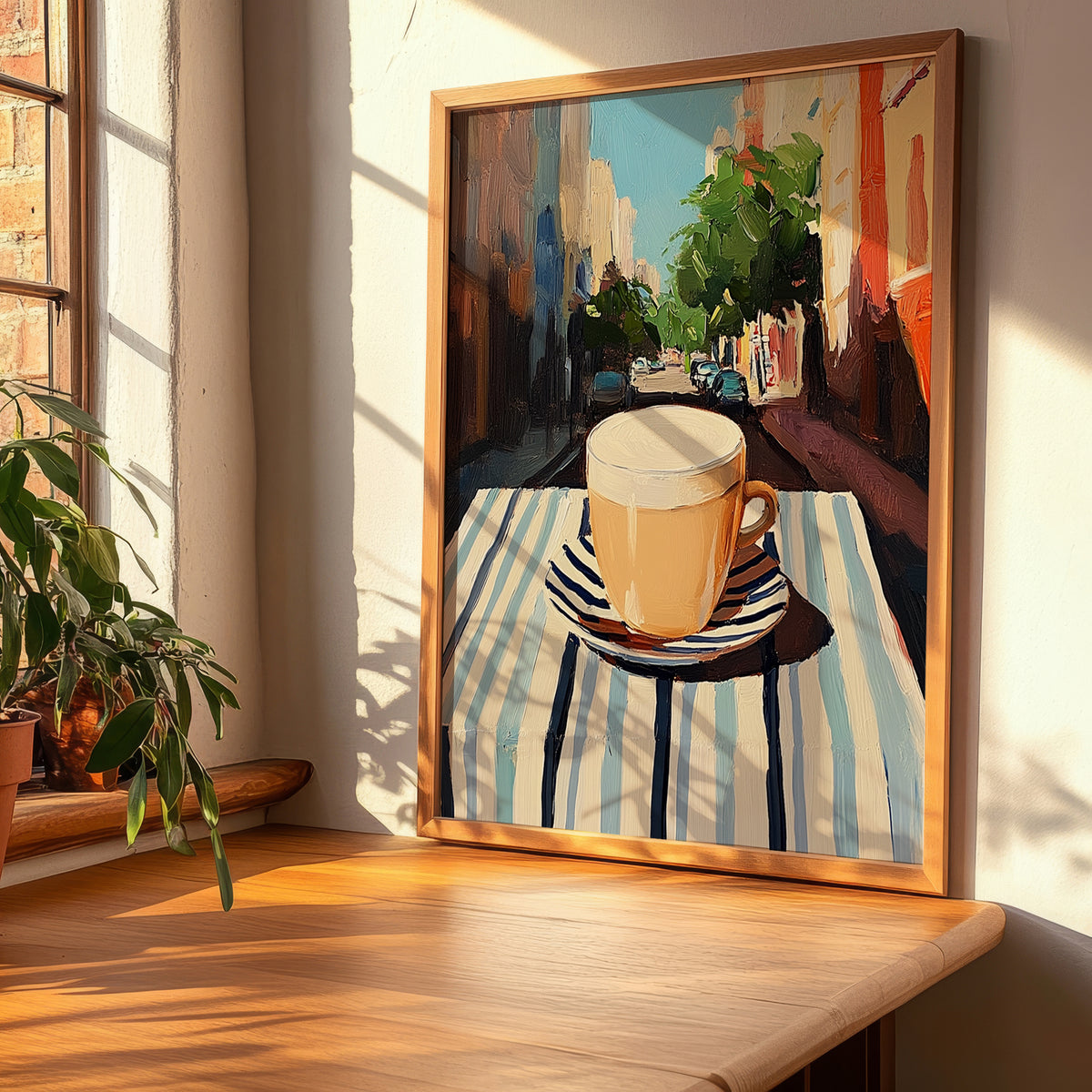 Flat White – Australian Street Café Scene, Australian Coffee Wall Decor, clean layout with no caption