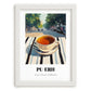 Baijiu – Chinese Café on the Corner, Chinese Tea Painting, placed in minimal white frame
