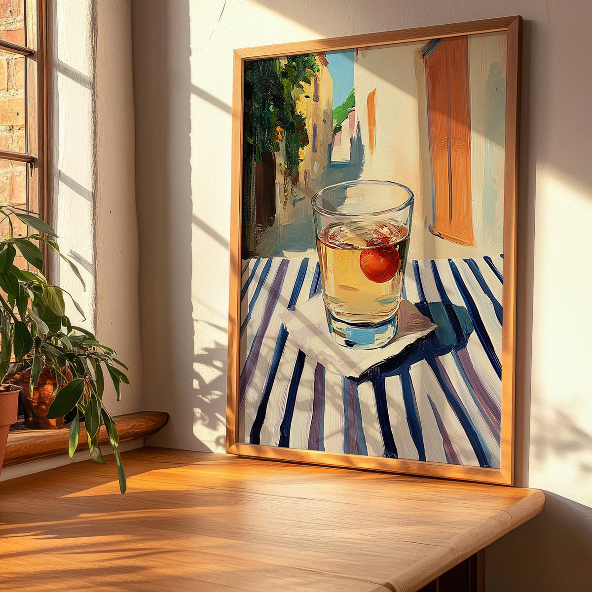 Pálinka – Hungarian Outdoor Café Scene, Hungarian Spirit Illustration, clean layout with no caption