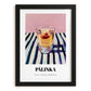 Pálinka – on Striped Tablecloth, Hungarian Wine Painting, in sleek black frame