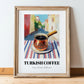 Turkish Coffee – Türk Café on the Corner, Türk Kahvesi Wall Painting, in wooden frame leaning on the floor