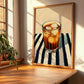 Es Teh Manis – on Striped Tablecloth, Indonesian Cocktail Print, clean layout with no caption