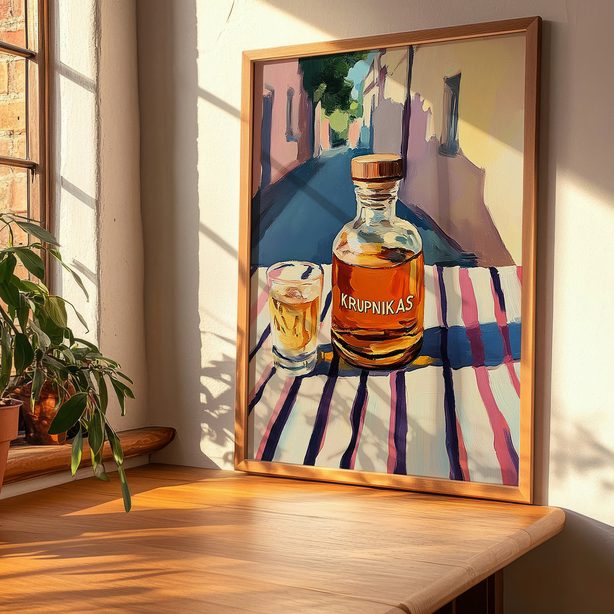Krupnikas – Lithuanian Outdoor Café Scene, Lithuanian Spirit Still Life, clean layout with no caption