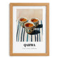 Qahwa – on Striped Tablecloth, Saudi Beverage Wall Decor, set in oak frame