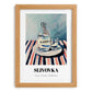 Slivovka – on Striped Tablecloth, Slovenian Beverage Poster, set in oak frame