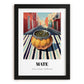 Maté – Uruguayan Street Café Scene, Uruguayan Beverage Poster, in sleek black frame