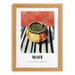 Maté – on Striped Tablecloth, Uruguayan Cocktail Painting, set in oak frame
