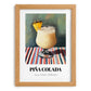 Piña Colada – on Striped Tablecloth, Puerto Rican Cocktail Wall Painting, set in oak frame