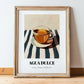 Agua Dulce – on Striped Tablecloth, Costa Rican Beverage Illustration, in wooden frame leaning on the floor