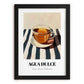 Agua Dulce – on Striped Tablecloth, Costa Rican Beverage Illustration, in sleek black frame