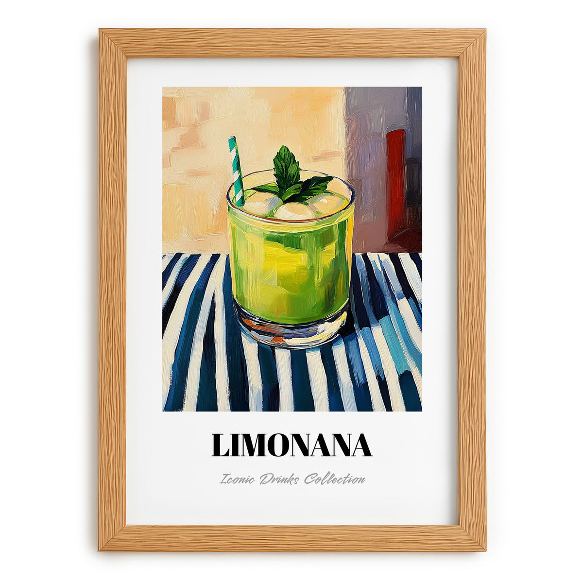 Limonana – Israeli Street Café Scene, Israeli Spirit Print, set in oak frame