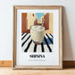 Shinina – Iraqi Urban Café Scene, Iraqi Beverage Painting, in wooden frame leaning on the floor