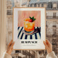Rum Punch – on Striped Tablecloth, Jamaican Cocktail Wall Art, styled in a charming Paris street view