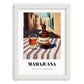Mamajuana – Dominican Outdoor Café Scene, Dominican Beverage Still Life, placed in minimal white frame