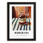 Mamajuana – on Striped Tablecloth, Dominican Spirit Still Life, in sleek black frame