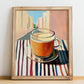 Karak – Qatari Urban Café Scene, Qatari Tea Print, no-text version framed in wood