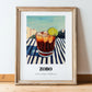 Zobo – Nigerian Street Café Scene, Nigerian Beverage Poster, in wooden frame leaning on the floor