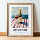 Vintage Port – Portuguese Seaside Café Scene, Portuguese Dessert Wine Painting, in wooden frame leaning on the floor