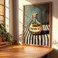 Vegetable Oil – on Striped Tablecloth, Pantry Print, clean layout with no caption