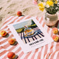 Sesame Oil – Italian Hillside Café View, Dry Goods Art, unframed on coastal sand