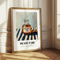 Peanut Oil – on Striped Tablecloth, Grocery Poster