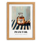 Peanut Oil – on Striped Tablecloth, Grocery Poster, set in oak frame
