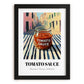 Tomato Sauce – Italian Street Café Scene, Grocery Wall Illustration, in sleek black frame