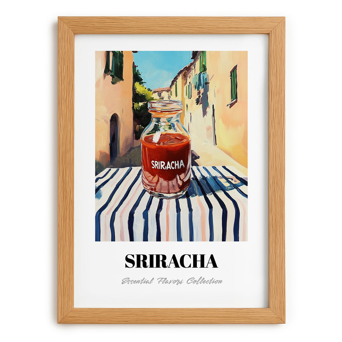Sriracha – Italian Café on the Corner, Bbq Wall Decor, set in oak frame