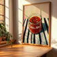 Relish – on Striped Tablecloth, Dry Goods Illustration, clean layout with no caption