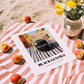 Black Lentils – Italian Street Café Scene, Food Shelf Painting, unframed on coastal sand