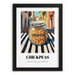 Chickpeas – Italian Outdoor Café Scene, Food Shelf Art, in sleek black frame