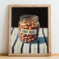 Kidney Beans – on Striped Tablecloth, Shelf Stock Poster, no-text version framed in wood