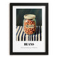 Beans – on Striped Tablecloth, Ingredients Corner Wall Decor, in sleek black frame