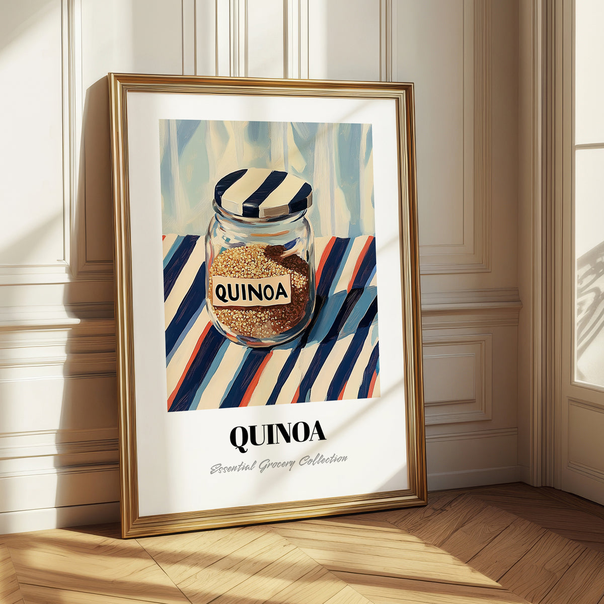 Quinoa – on Striped Tablecloth, Larder Still Life