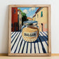 Bulgur – Italian Outdoor Café Scene, Dry Goods Illustration, no-text version framed in wood