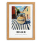 Bulgur – Italian Outdoor Café Scene, Dry Goods Illustration, set in oak frame