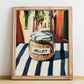 Millet – Italian Urban Café Scene, Pantry Painting, no-text version framed in wood