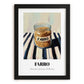 Farro – on Striped Tablecloth, Pantry Wall Decor, in sleek black frame