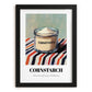 Cornstarch – on Striped Tablecloth, Dough Print, in sleek black frame