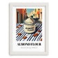 Almond Flour – Italian Urban Café Scene, Dough Wall Art, placed in minimal white frame