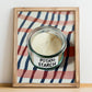 Potato Starch – on Striped Tablecloth, Sweetener Painting, no-text version framed in wood