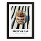 Brown Sugar – on Striped Tablecloth, Sweetener Painting, in sleek black frame