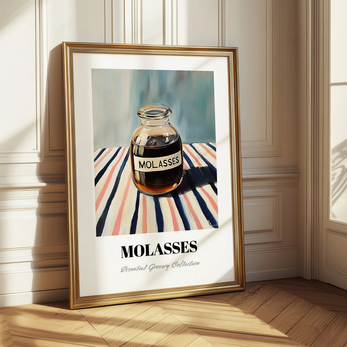 Molasses – on Striped Tablecloth, Sweetener Poster