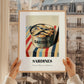 Sardines – on Striped Tablecloth, Canned Food Painting, styled in a charming Paris street view
