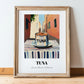 Tuna – Italian Street Café Scene, Canned Food Painting, in wooden frame leaning on the floor