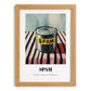Spam – on Striped Tablecloth, Canned Food Painting, set in oak frame