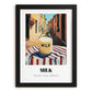 Milk – Italian Café on the Corner, Dairy Painting, in sleek black frame