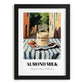 Almond Milk – Italian Outdoor Café Scene, Dairy Wall Decor, in sleek black frame