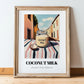 Coconut Milk – Italian Urban Café Scene, Dairy Still Life, in wooden frame leaning on the floor