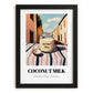 Coconut Milk – Italian Urban Café Scene, Dairy Still Life, in sleek black frame